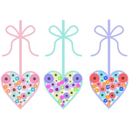 Flower and heart-shaped ornament materialのイラスト素材