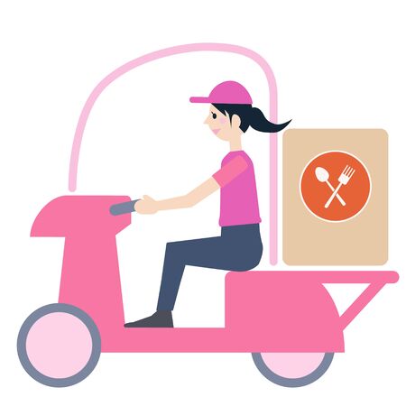 Female driver on motorcycleのイラスト素材