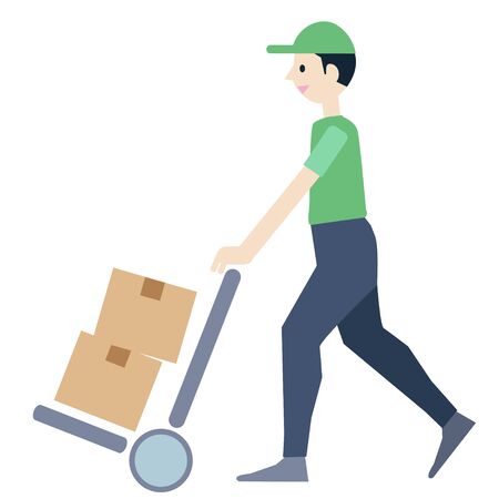 A man carrying luggage in the carrierのイラスト素材