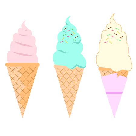 Ice cream variation illustrationsのイラスト素材