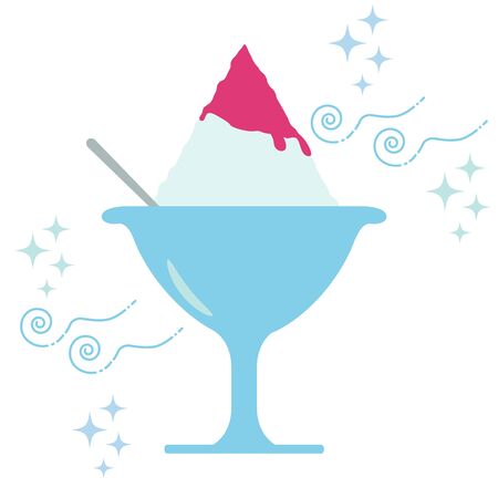 shaved ice with strawberry syrup in a glassのイラスト素材