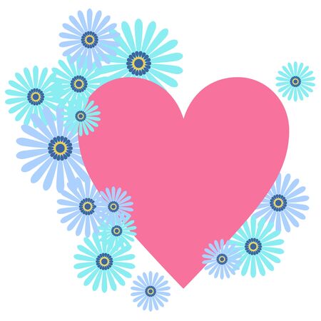 Floral decorations on heart markのイラスト素材