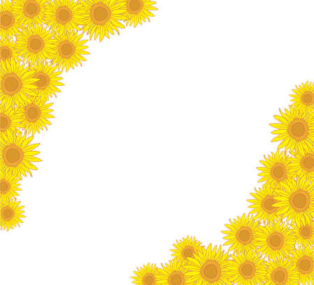Frame illustration of sunflower with marginsのイラスト素材