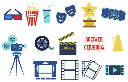 A set of movie-related icon materialsのイラスト素材