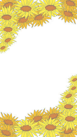 Frame illustration of sunflower with marginsのイラスト素材