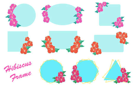 Hibiscus decorative frame setのイラスト素材
