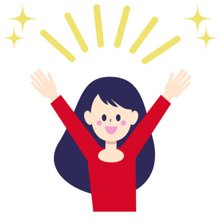 A woman who is pleased with the pose of 10,000 years oldのイラスト素材