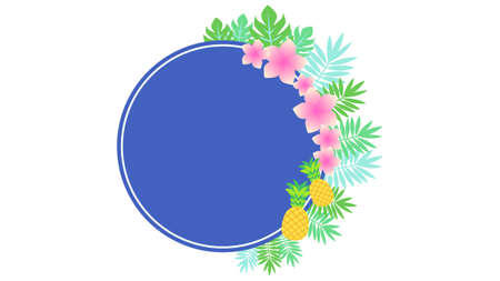 Pineapple and Plumeria Frame Illustrationのイラスト素材