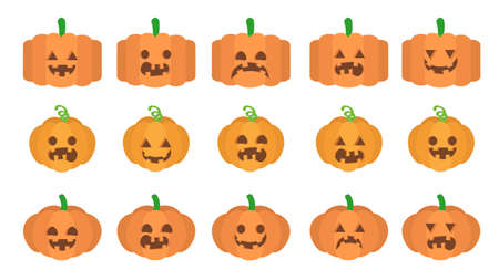 Various expressions of pumpkins for Halloweenのイラスト素材