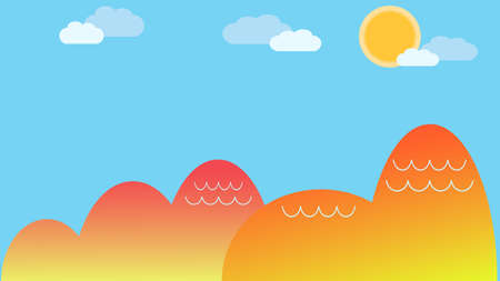 Illustration of the scenery of the mountain with autumn leavesのイラスト素材