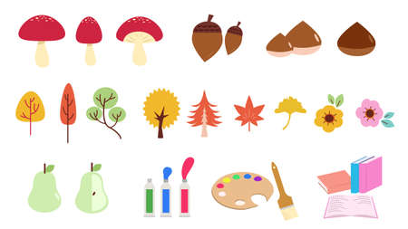 Set of Icon Illustrations for Autumnのイラスト素材
