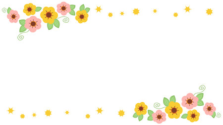 Cute flower frame illustrationのイラスト素材
