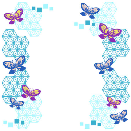 Butterfly and geometric frameのイラスト素材