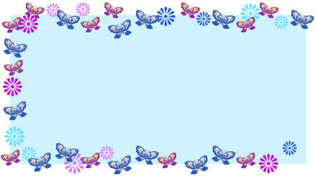 Butterfly and Flower Ornament Frameのイラスト素材