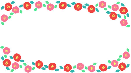 Camellia Flower Decoration Frame Materialのイラスト素材