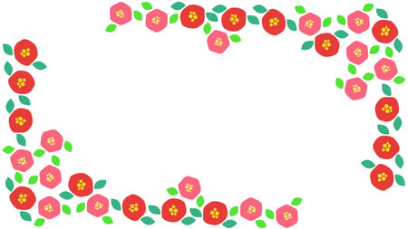 Camellia Flower Decoration Frame Materialのイラスト素材