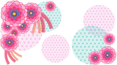 Japanese style style style and flower background materialのイラスト素材