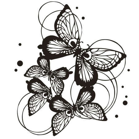 Butterfly Cutout Style Monochrome Illustrationのイラスト素材