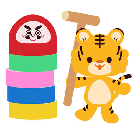Daruma Drop and Tigerのイラスト素材