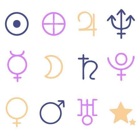 Planetary symbol set illustrationのイラスト素材