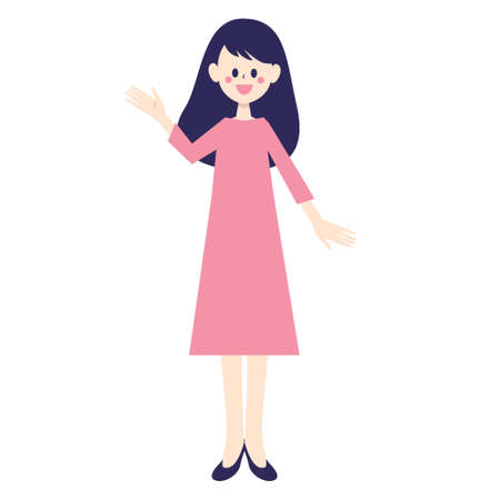 Woman greeting with her hands upのイラスト素材