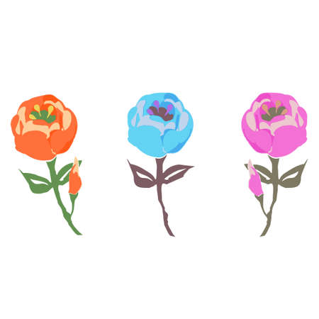 Set illustration of round floretsのイラスト素材