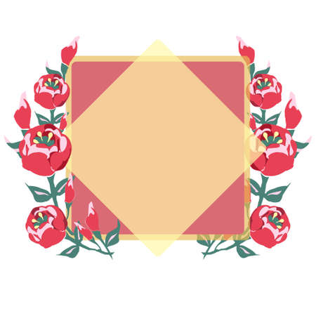 Ribbon and flower frameのイラスト素材