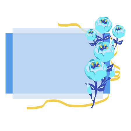 Ribbon and flower frameのイラスト素材