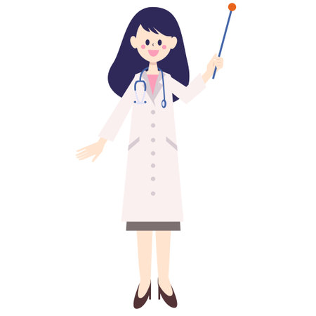 Female doctor with instruction stick in handのイラスト素材