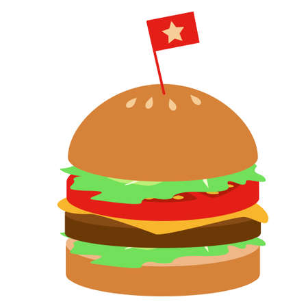 Pick's stabbed meat and vegetable burgerのイラスト素材