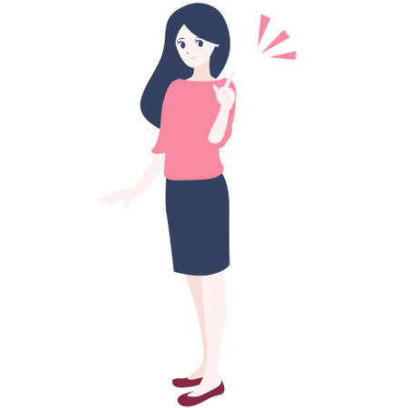 Whole body of woman standing index fingerのイラスト素材
