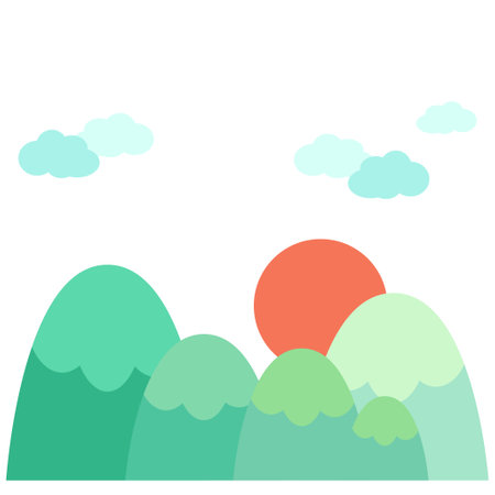 Natural landscape of mountains and sunのイラスト素材