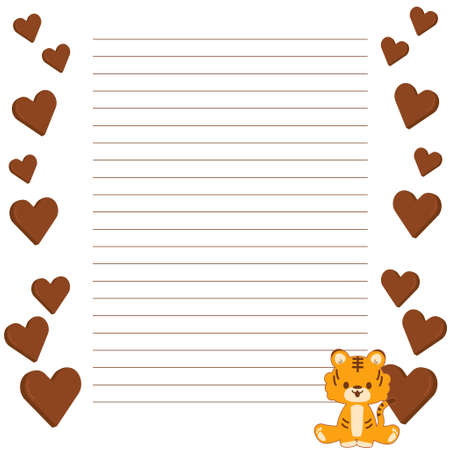 Chocolate and Tiger Stationeryのイラスト素材