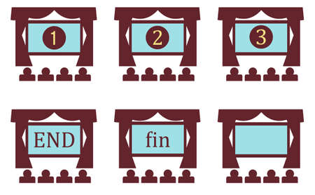 Set of characters on cinema screenのイラスト素材
