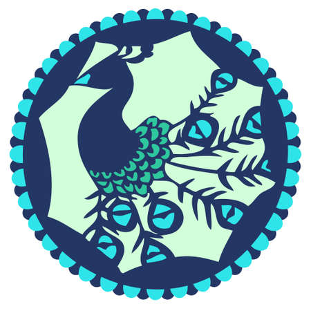 Peacock silhouette circular iconのイラスト素材