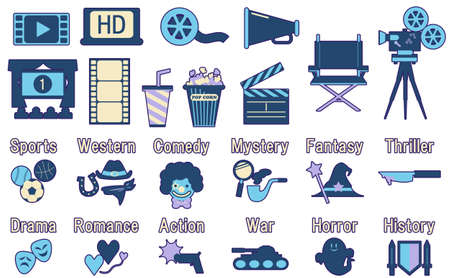 Set of icon materials related to movie genresのイラスト素材