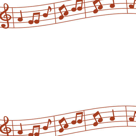 a frame lined with notes and 5-line notationのイラスト素材