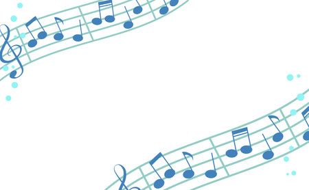 a frame lined with notes and 5-line notationのイラスト素材