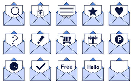 Set of mail envelope and symbol iconsのイラスト素材