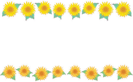 Sunflower Flower Ornament Frameのイラスト素材