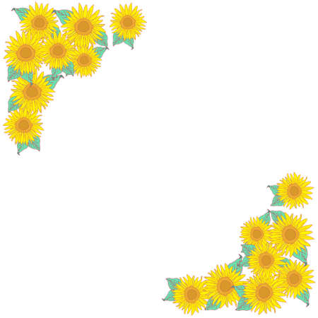 Sunflower Flower Ornament Frameのイラスト素材