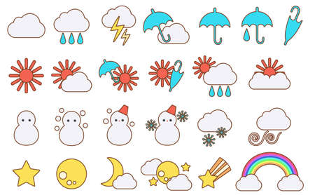 Weather forecast icon Set illustration of seasonal weather symbolのイラスト素材