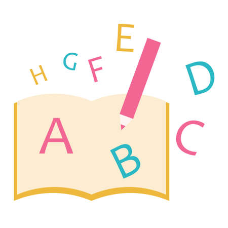 Illustration of the study tool of the alphabet and writing instrumentsのイラスト素材