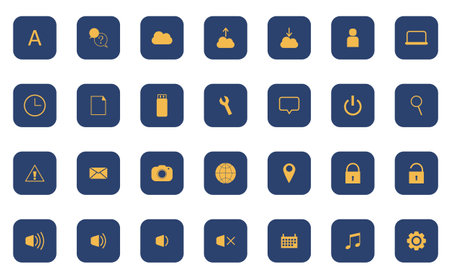 Marks on digital devices. Set illustration of icons of web related symbols.