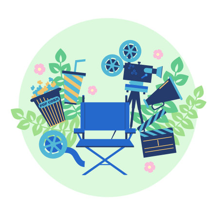 Icon illustration of movie-related itemsのイラスト素材