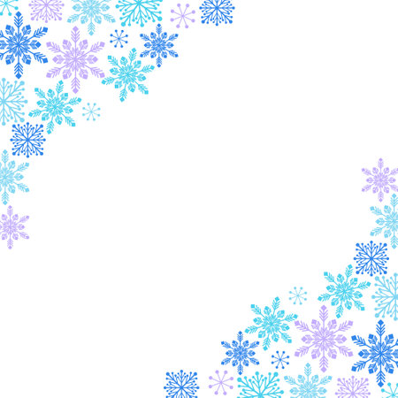 Winter blue snowflake motif frameのイラスト素材