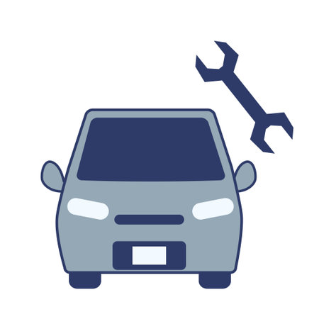 Illustration of a car and wrench seen from the frontのイラスト素材