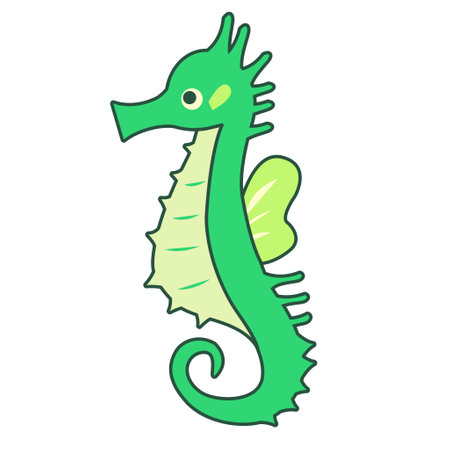 Green sideways seahorseのイラスト素材