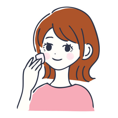 Upper body of a woman doing skin careのイラスト素材