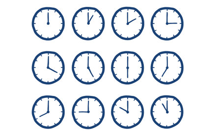 Simple set of icons for analog clockのイラスト素材